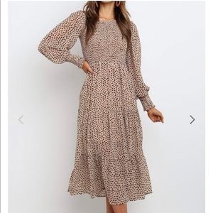 Leopard chiffon midi dress M